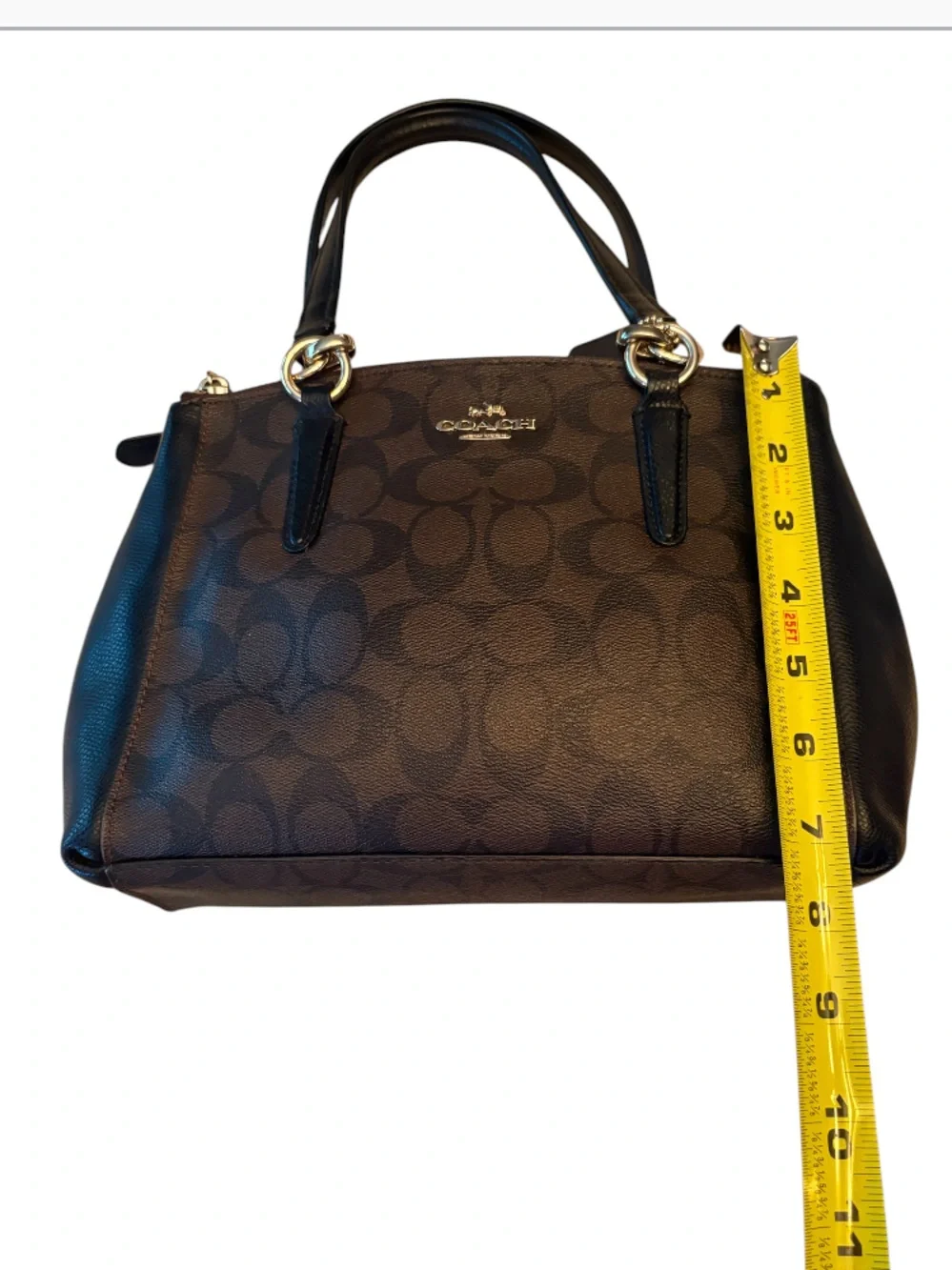 Coach Christie Carryall in signature brown and black monogram